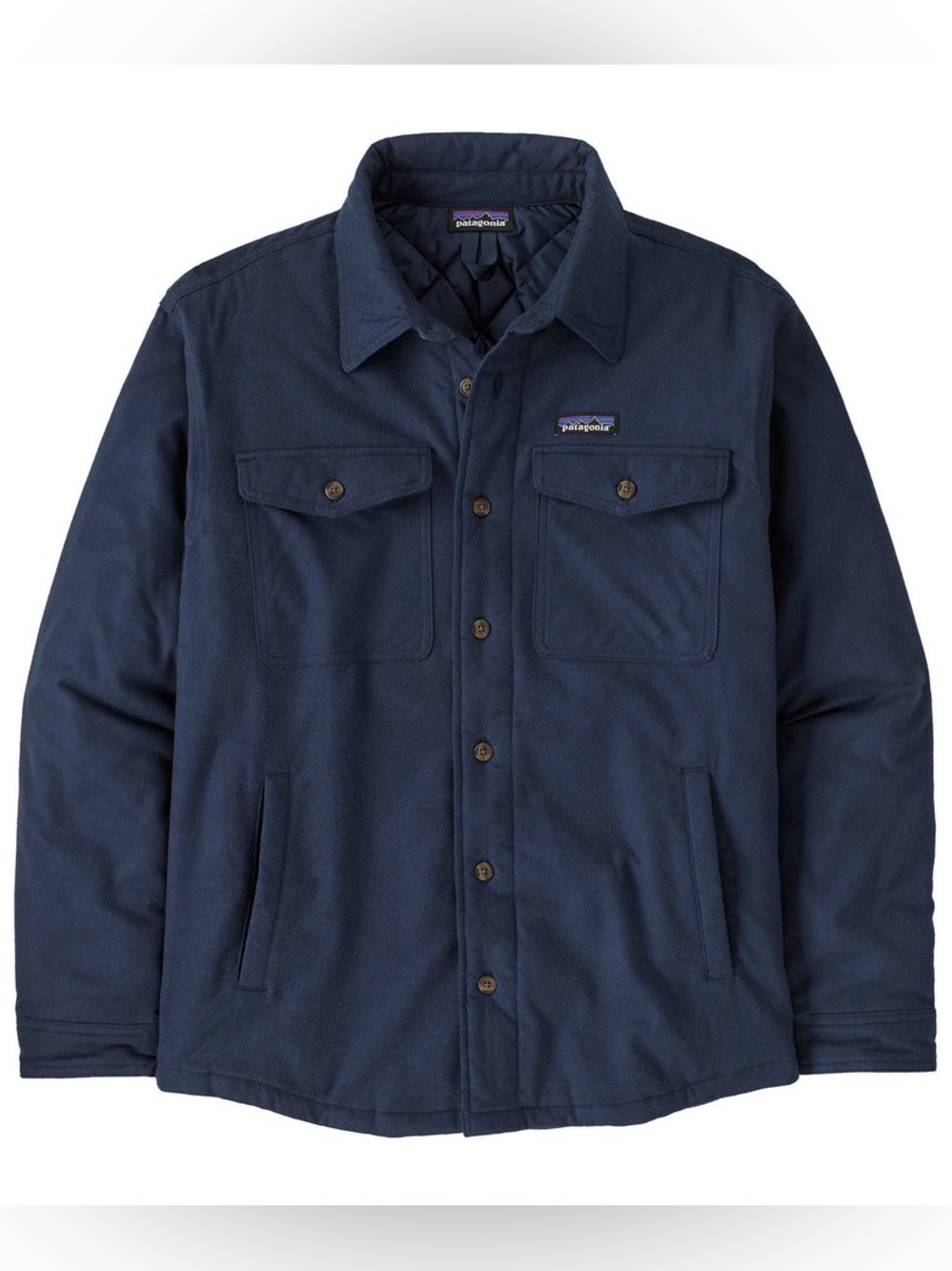 Patagonia Men Insulated Fjord Flannel Shirt Jacket Navy Sz Small